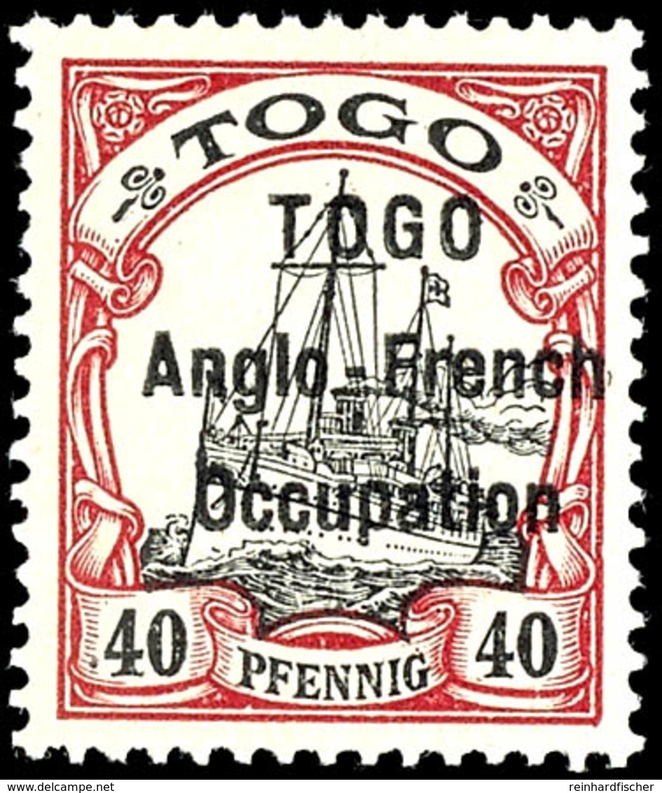 40 Pfg Kaiseryacht Mit Aufdruck In Type I, Tadellos Ungebraucht Mit Originalgummierung, Auflage Nur 550 Exemplare, Fotoa - Togo