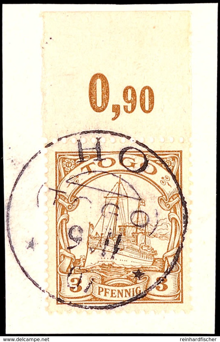 HO 9 11 07, Klar Und Zentrisch Auf Briefstück 3 Pf. Schiffszeichnung, Katalog: 7 BS - Togo