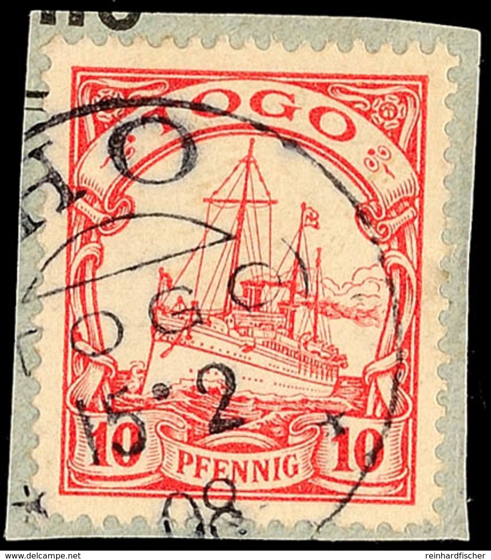 HO, Kpl. Stempel Vom 15.2.08, Auf 10 Pfg, Katalog: 9 BS/o - Togo