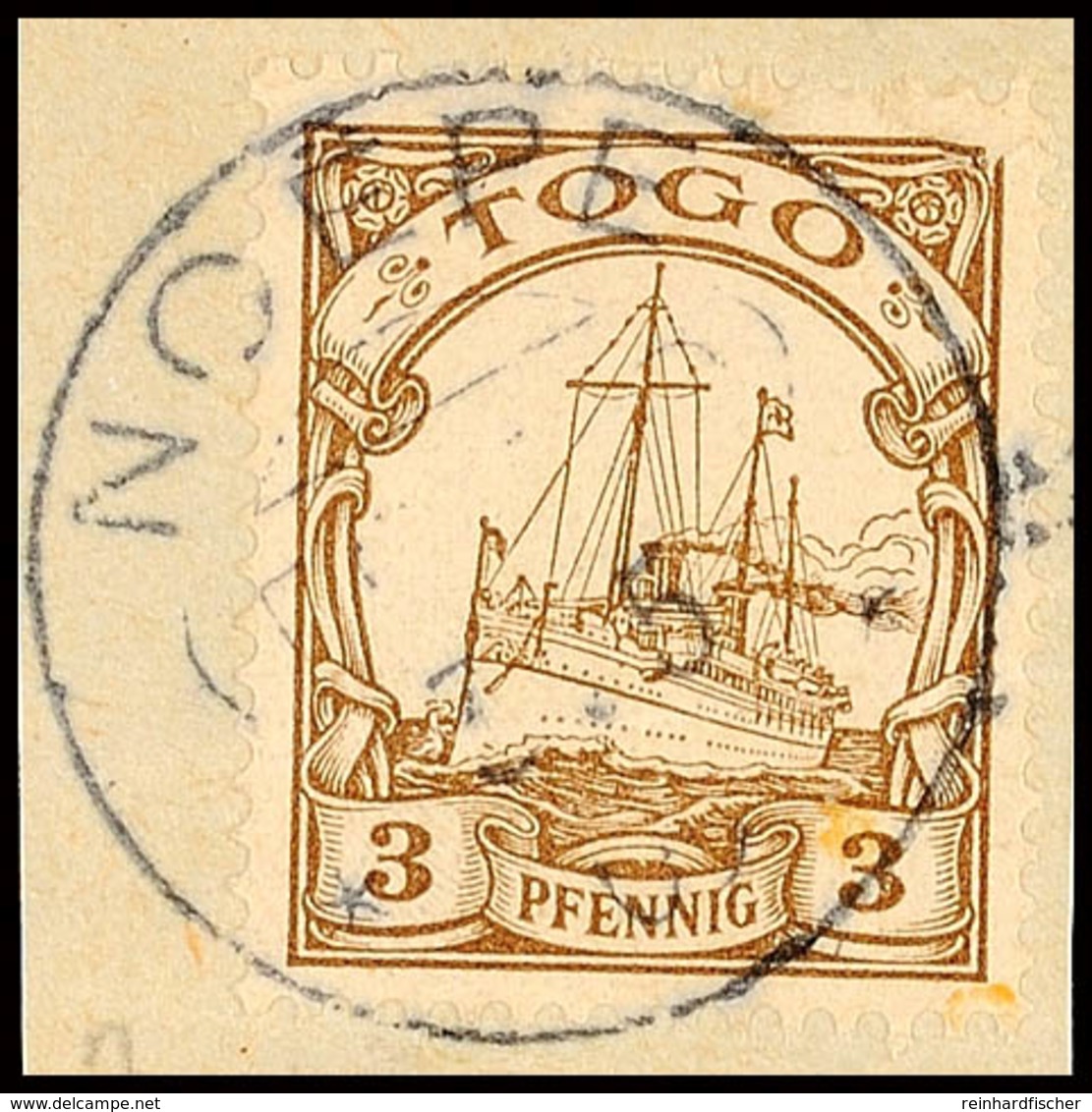 NOEPE 7.5 09, Zentrisch Auf Briefstück 3 Pf. Kaiseryacht (waager. Bug), Katalog: 7 BS - Togo