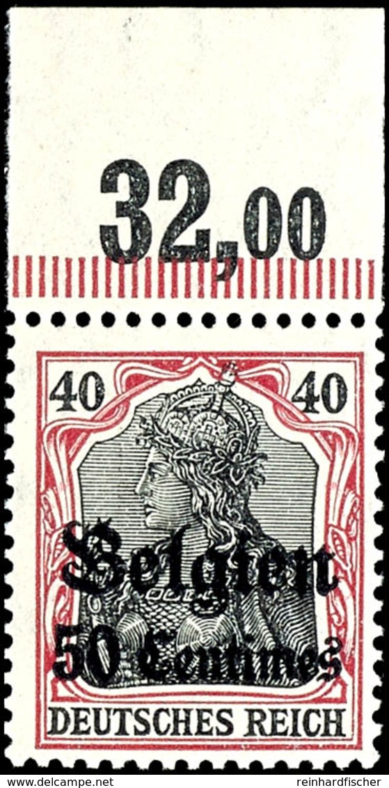 50 Centimes 40 Pfennig Landespost Belgien, Postfrisch Vom Oberrand, Geprüft Hey BPP, Mi.300,-, Katalog: 5I POR B ** - Sonstige & Ohne Zuordnung