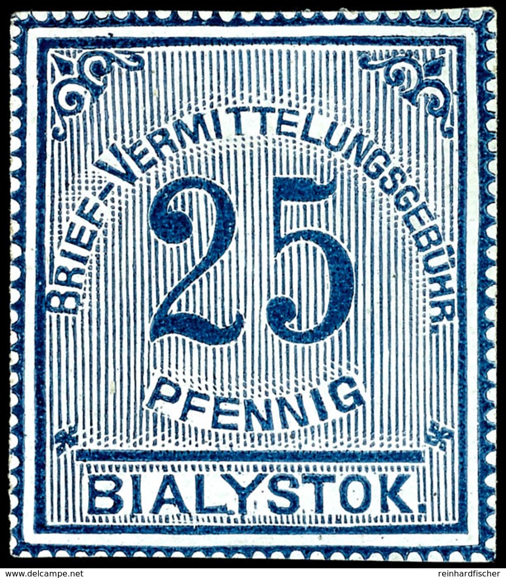 1916, Probedruck 25 Pfg Blau, Ungebraucht Mit Originalgummierung, Kleine Dünne Stelle - Tolerierbar, Ansonsten Tadellose - Autres & Non Classés