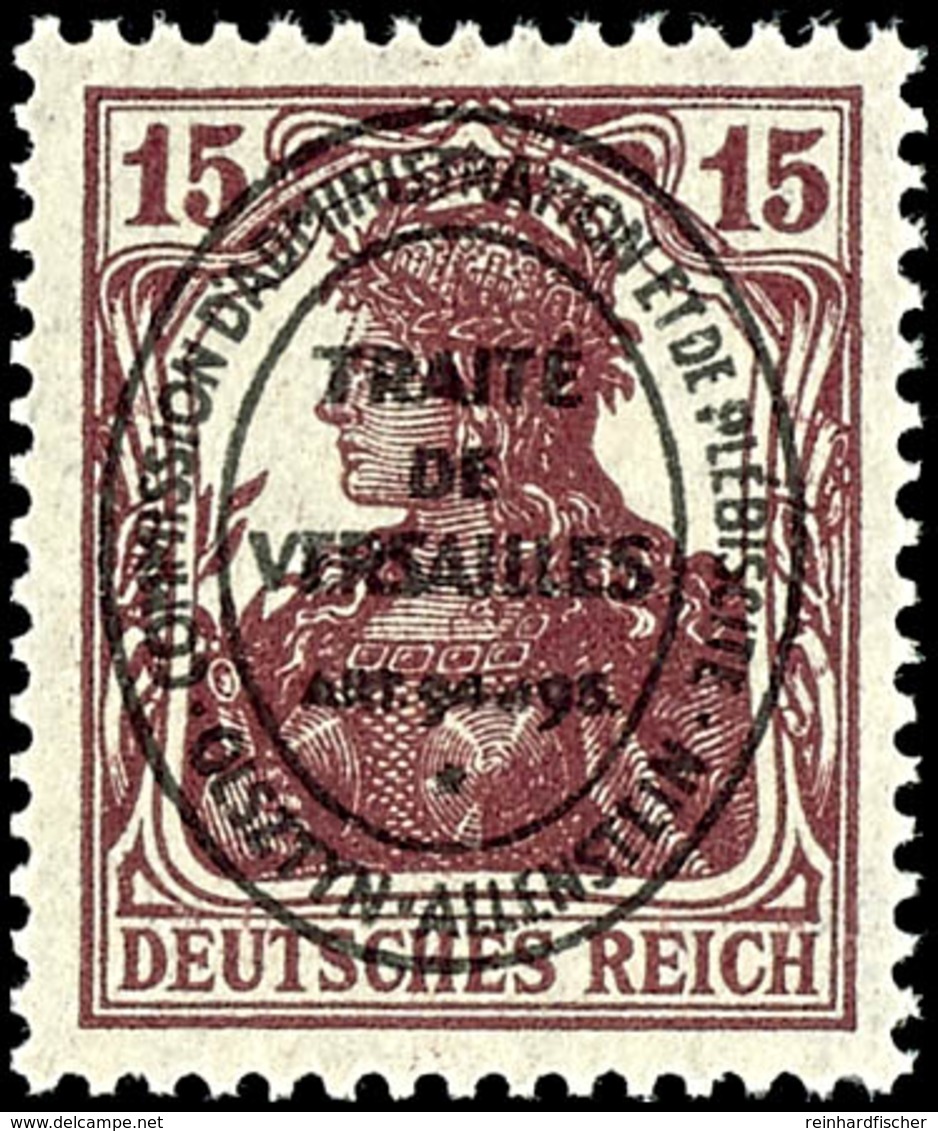 15 Pfennig Karminbraun, Postfrisch Geprüft Hey BPP, Mi.250,-, Katalog: 18b ** - Sonstige & Ohne Zuordnung