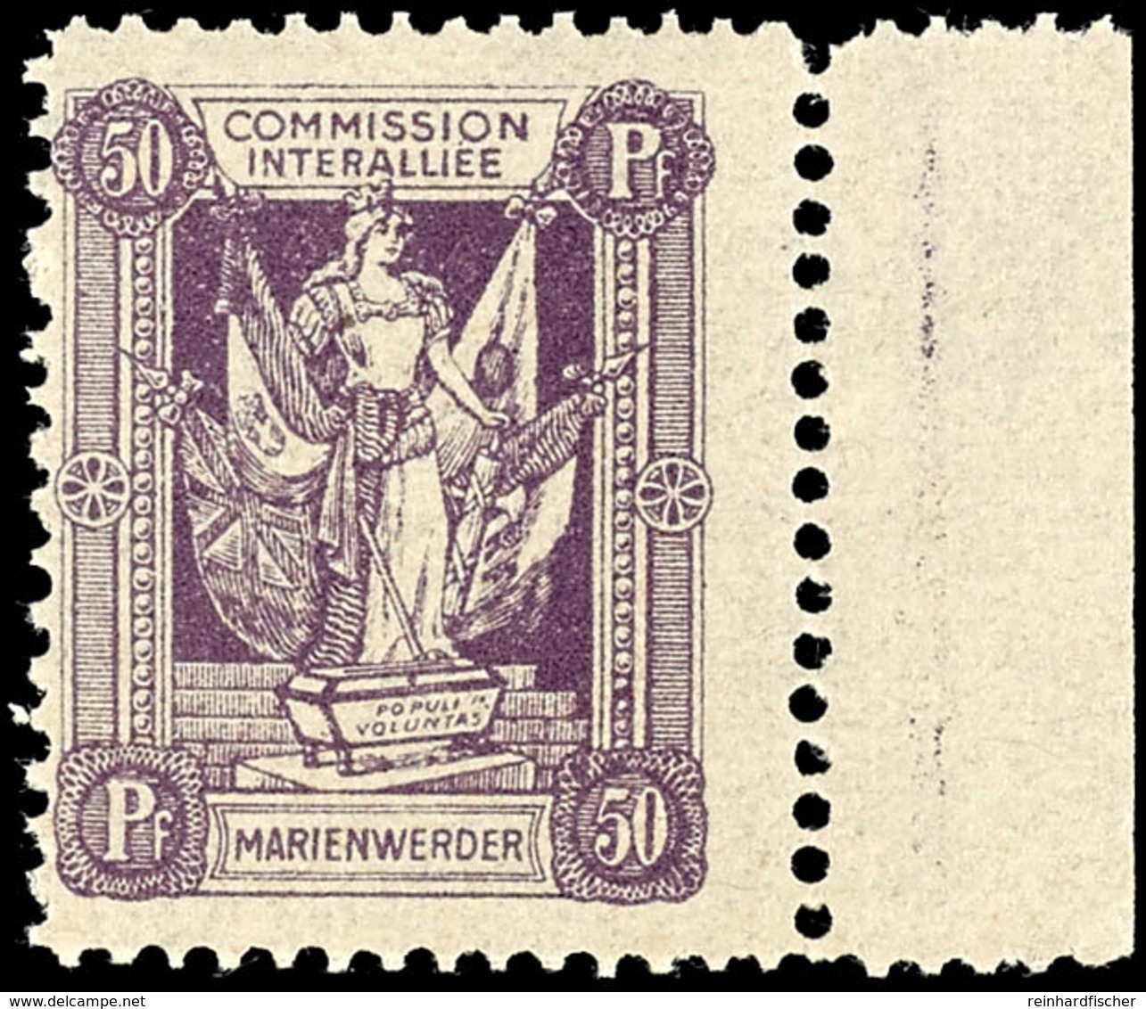 50 Pfennig Frauengestalt, Postfrisch Vom Rechten Rand, Geprüft Klein Und Nagler VPP, Mi.200,-, Katalog: 8xB ** - Sonstige & Ohne Zuordnung