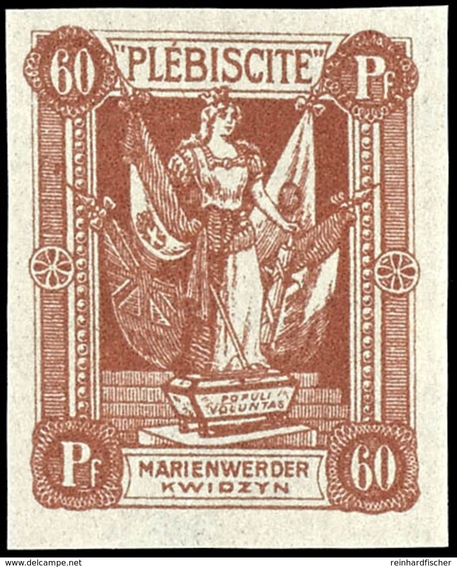 60 Pfennig Frauengestalt, Postfrisch Ungezähnt, Kurzbefund Klein VPP "echt, Einwandfrei", Mi.300,-, Katalog: 38U ** - Sonstige & Ohne Zuordnung