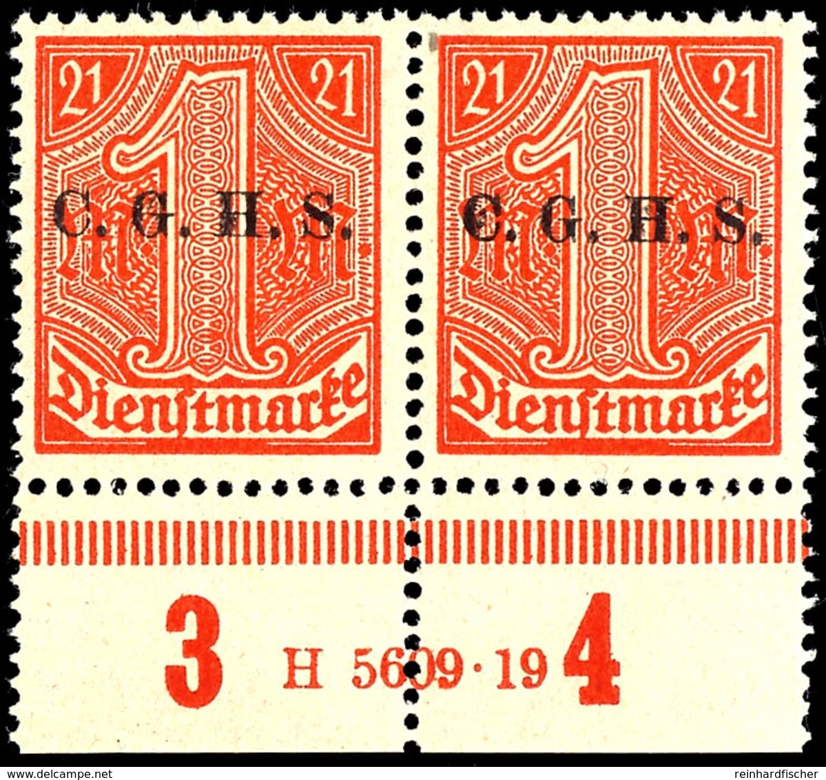 1 Mark, Postfrisches Paar Vom Unterrand, Dort Mit HAN 5609.19, Mi.550,-, Katalog: 7HAN ** - Sonstige & Ohne Zuordnung