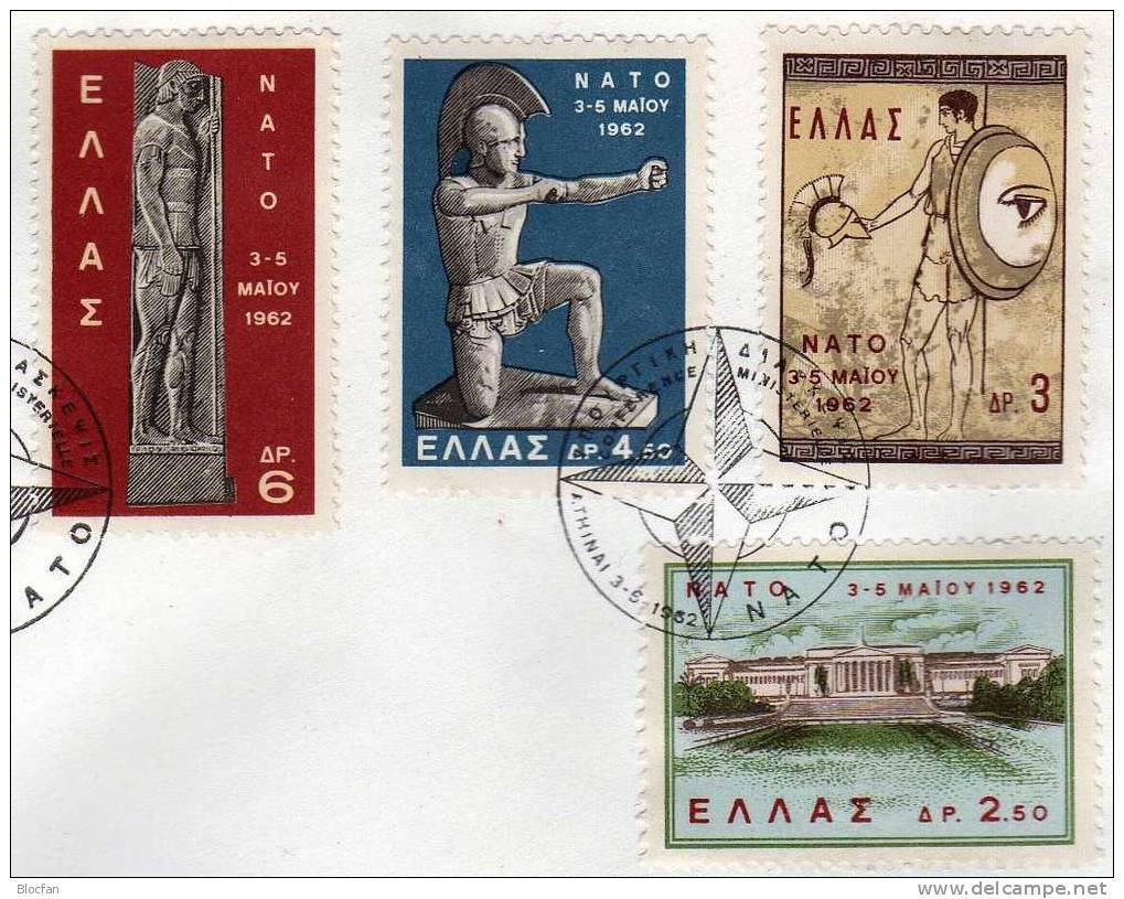 Historie Konferenz Der NATO 1962 Griechenland 792/5+FDC O 4€ Krieger Hellas History Cover Of Greece CEPT Europe Rar - FDC