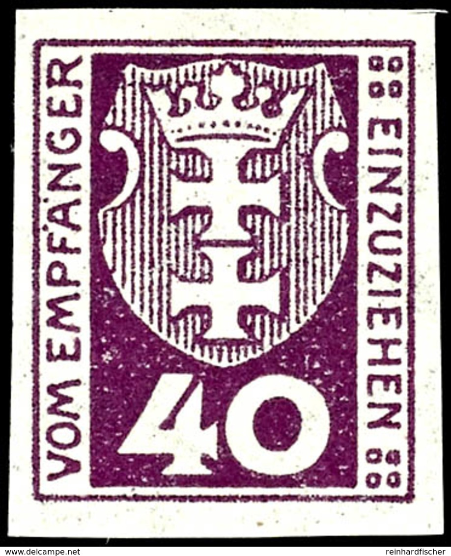 40 Pfg Portomarke, Abart "ungezähnt", Tadellos Postfrisch, Unsigniert, Mi. 120.-, Katalog: 3aU ** - Sonstige & Ohne Zuordnung