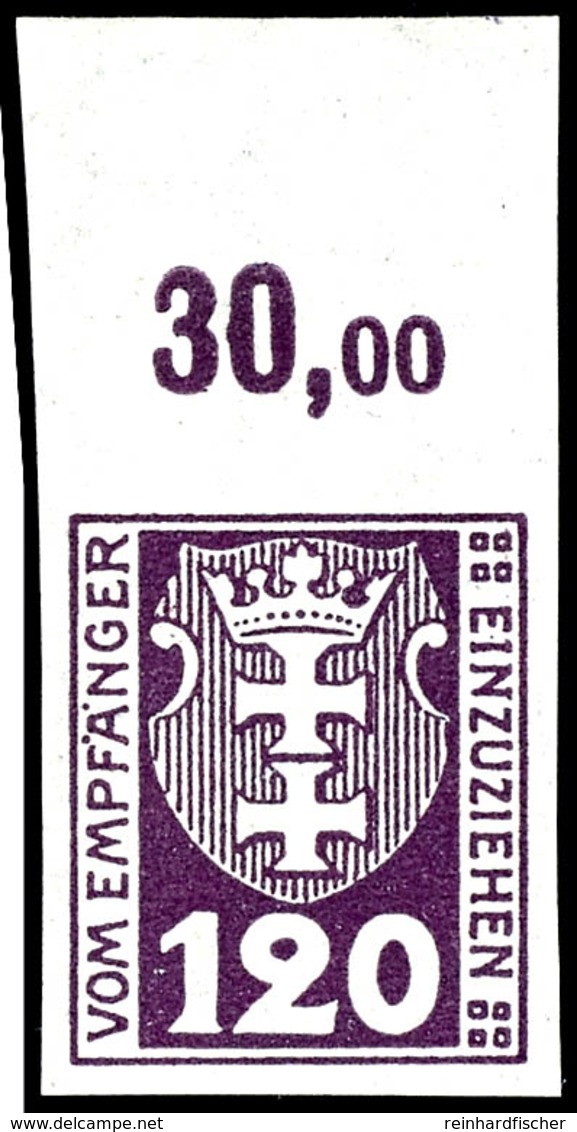 120 Pfennig Kleines Wappen, Postfrische Ungezähnte Marke Vom Oberrand (dort Falz Im Rand)  Kurzbefund Soecknick BPP "ech - Sonstige & Ohne Zuordnung