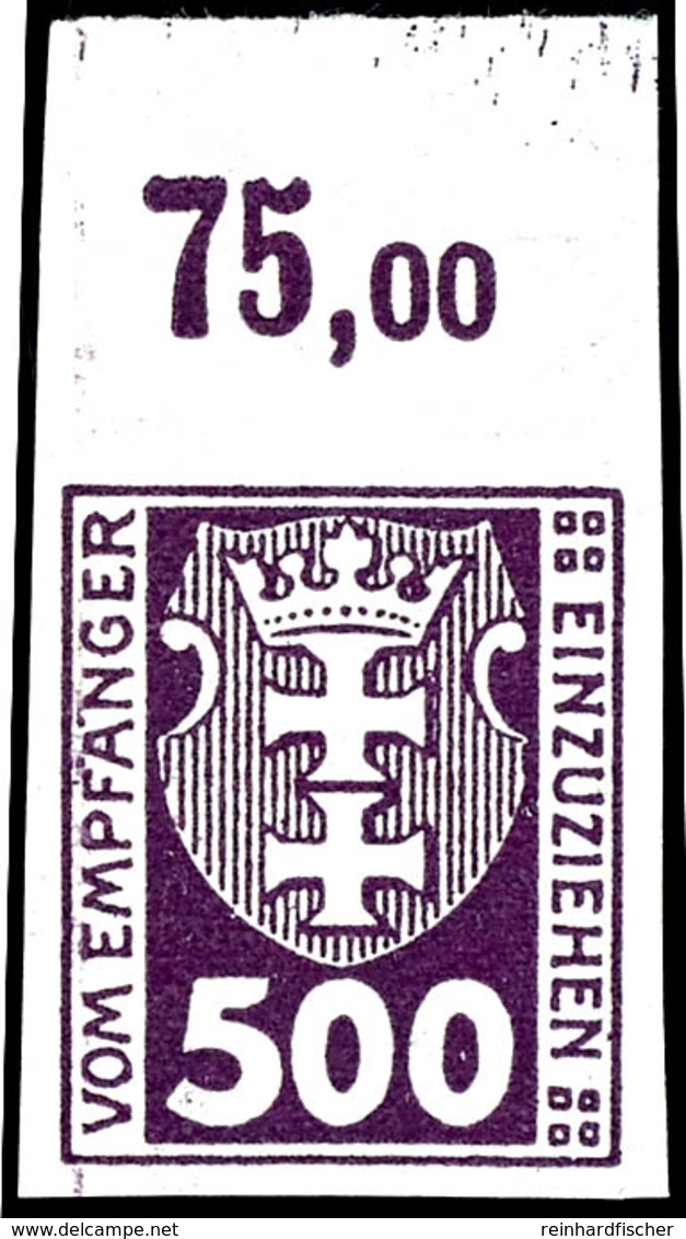 500 Pfennig Kleines Wappen, Postfrische Ungezähnte Marke Vom Oberrand (dort Falz Im Rand)  Kurzbefund Soecknick BPP "ech - Autres & Non Classés