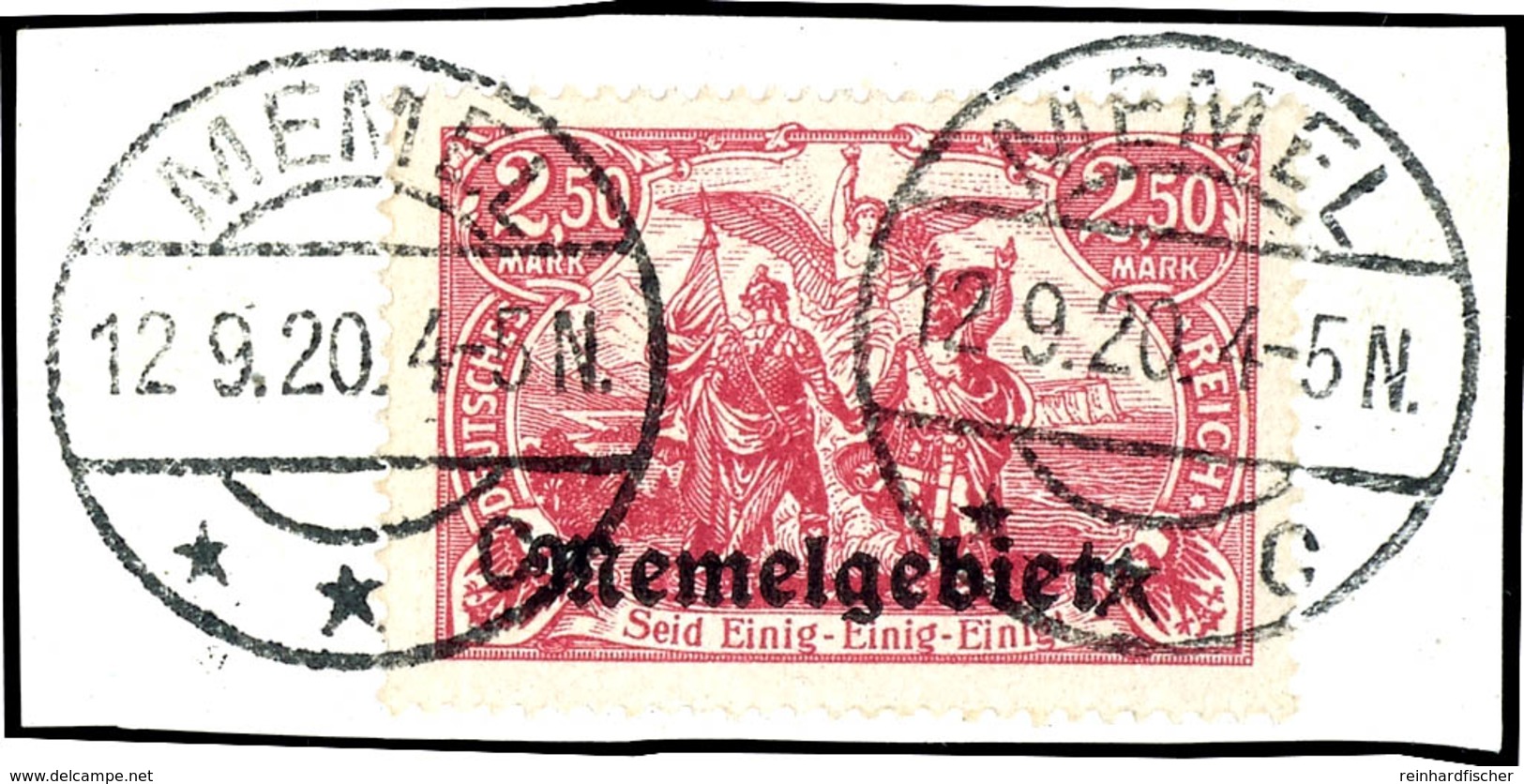 5 Pfennig Bis 2,50 Mark Aufdruckserie, Satz Komplett Gestempelt Auf Einzelnen Briefstücken Mit Einheitlichem Stempel, Ge - Memelgebiet 1923