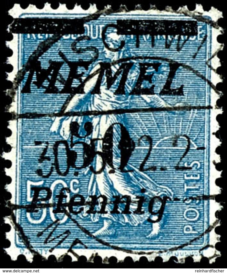 50 Pfennig Auf 50 Centimes Preußischblau, Gestempelt, Fotobefund Huylmanns BPP "echt Und Einwandfrei", Mi.450,-, Katalog - Memelgebiet 1923