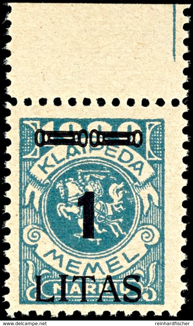 1 Litas Auf 1000 Mark, Postfrisch Vom Oberrand, Kurzbefund Huylmanns BPP, Mi. -,-, Katalog: 192IV ** - Memelgebiet 1923