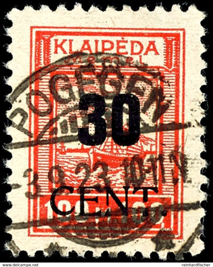 30 Cent. Auf 100 Mark, Gestempelt, Kurzbefund Huylmanns BPP, Mi. 300,-, Katalog: 196III O - Memelgebiet 1923