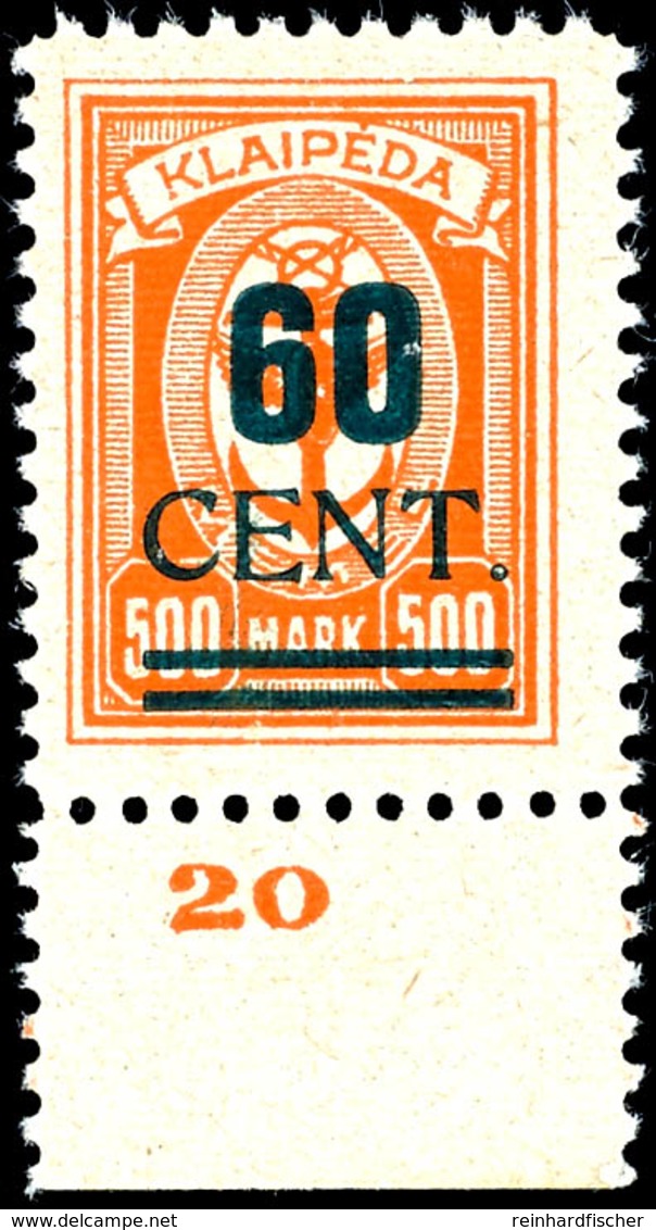 60 Cent Grünaufdruck Tadellos Postfrisch, Tiefst Gepr. Petersen BPP, Mi. 700,--, Katalog: 237I ** - Memelgebiet 1923