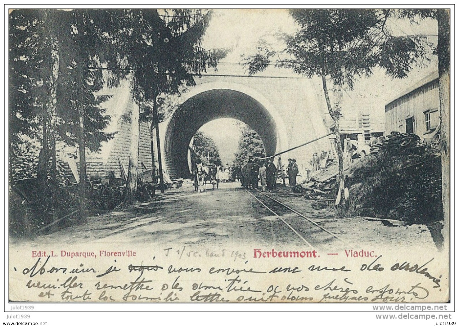 HERBEUMONT ..-- Ligne BERTRIX - MUNO . 1903 Vers COUILLET . Voir Verso . - Herbeumont