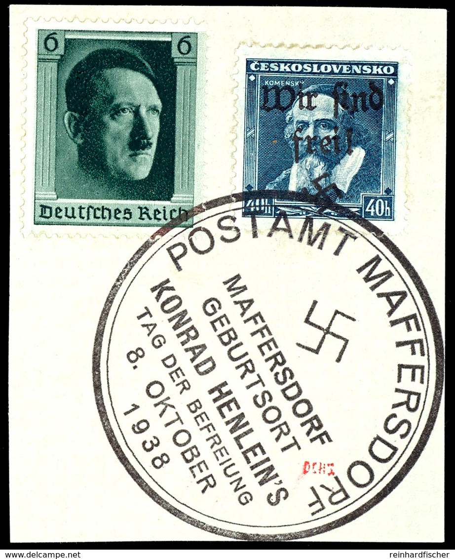 40 H. Comenius Mit 6 Pf.Hitler (DR 646) Auf Briefstück, SStpl. Tag Der Befreiung 8.10.38, Auflage 600, Sign. Dr.Hörr, Ku - Sonstige & Ohne Zuordnung