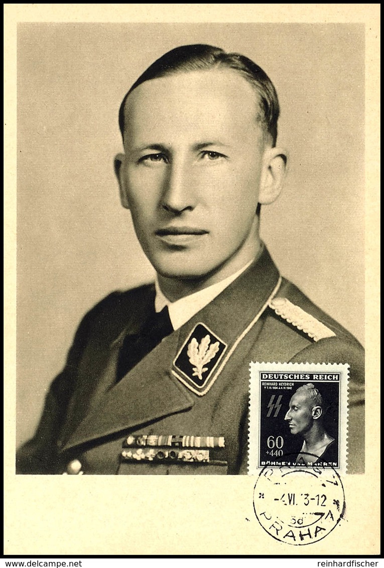 60 H. Heydrich Mit Stempel PRAG 4.VI.43 Auf Maximum-Karte "SS-Obergruppenführer Heydrich" In Tadelloser Erhaltung.  BF - Böhmen Und Mähren