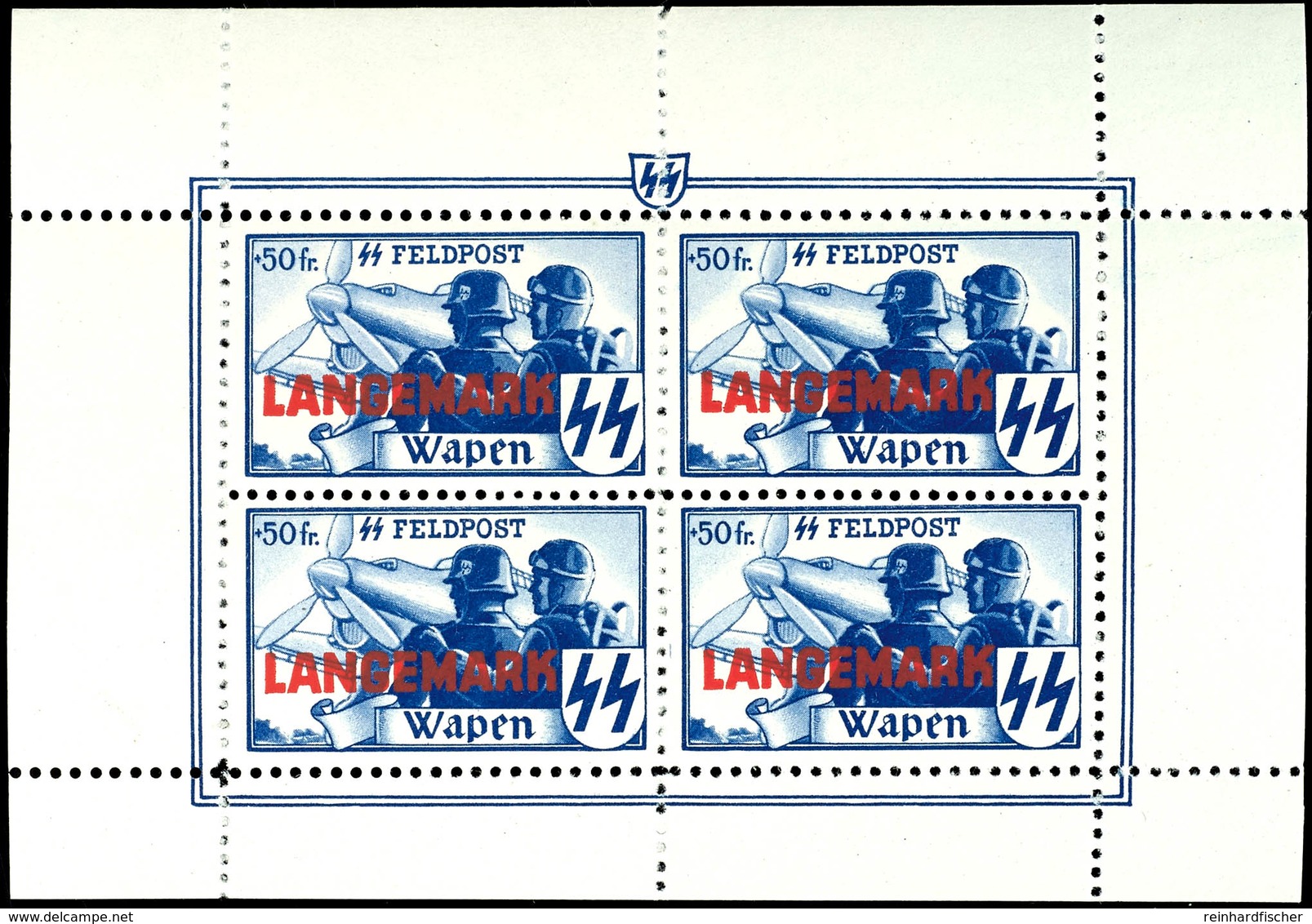 Nicht Ausgegebene Marken: + 50 Fr. Luftwaffe Mit Aufdruck "LANGEMARK", Gezähnter Kleinbogen, Tadellos Postfrisch, Mi. 1. - Sonstige & Ohne Zuordnung