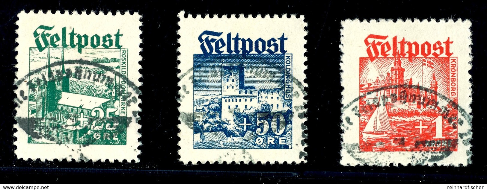 25 Oere Bis 1 Krone Legionärsmarken, Tadellos Gestempelt Mit Feldpost-Normstempel, Mi. 1.500.-, Katalog: I/III O - Dänemark