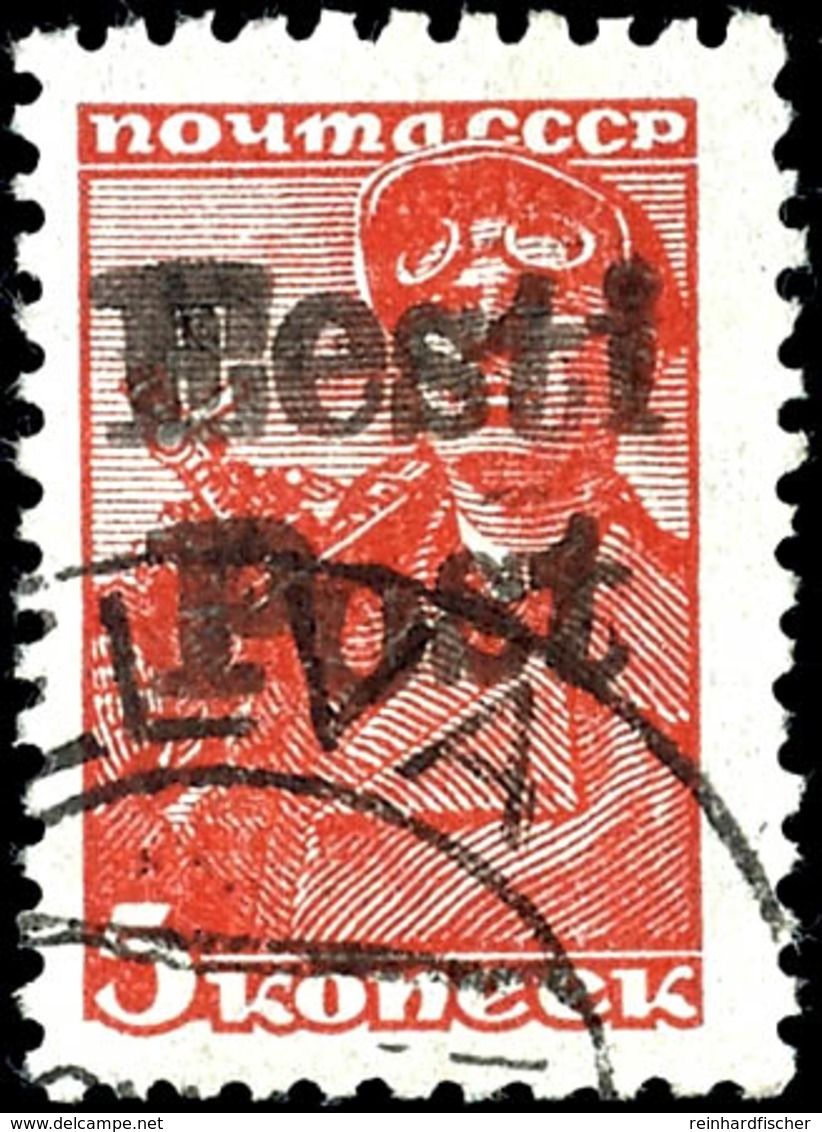 5 Kop. Freimarke Mit Schwarzem Handstempel-Aufdruck "Eesti Post", Tadellos Gestempelt, Fotoattest Löbbering BPP (2018):  - Sonstige & Ohne Zuordnung