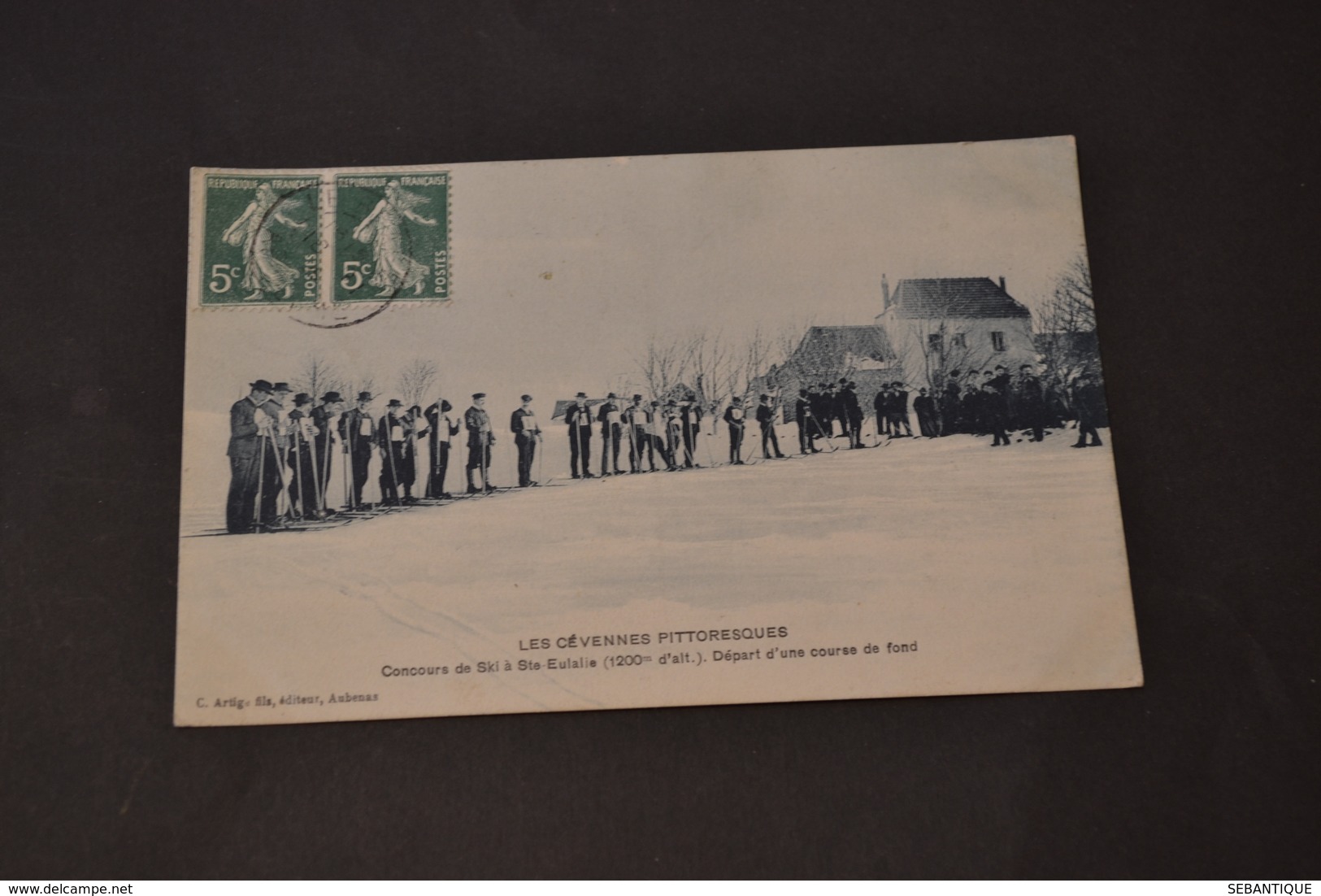 Carte Postale 1909 Ls Cévennes Concours De Ski Départ D'une Course De Fond - Autres & Non Classés