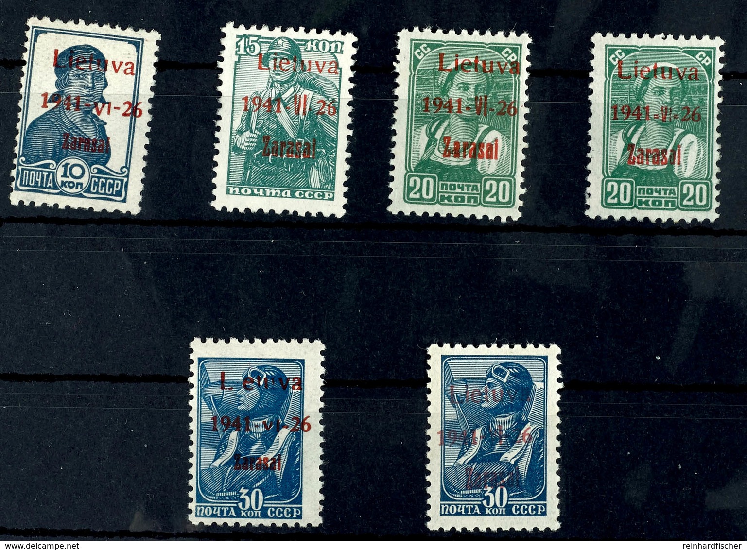 10 Bis 30 Kop., Braunroter Aufdruck, 10 Kop. Type I, 15 Kop. Type III, 20 Kop. Type II B Und III, 30 Kop. Type I Mit PF  - Sonstige & Ohne Zuordnung