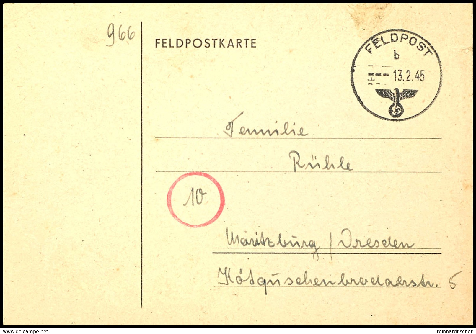 1945, Kreta, Funknachrichtenkarte Mit Normstempel "b 13.2.45" Nach Moritzburg Bei Dresden, Kleine Randspuren, Ansonsten  - Sonstige & Ohne Zuordnung