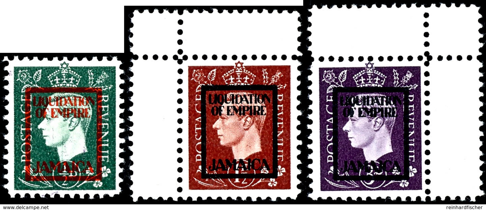 ½, 1½ Und, 3  P. Liquidation Of Empire Jamaika, 1½ Und 3 P Mit Zwischensteg, Ungebraucht O.G., Mi. 420,-, Katalog: 9,11, - Sonstige & Ohne Zuordnung