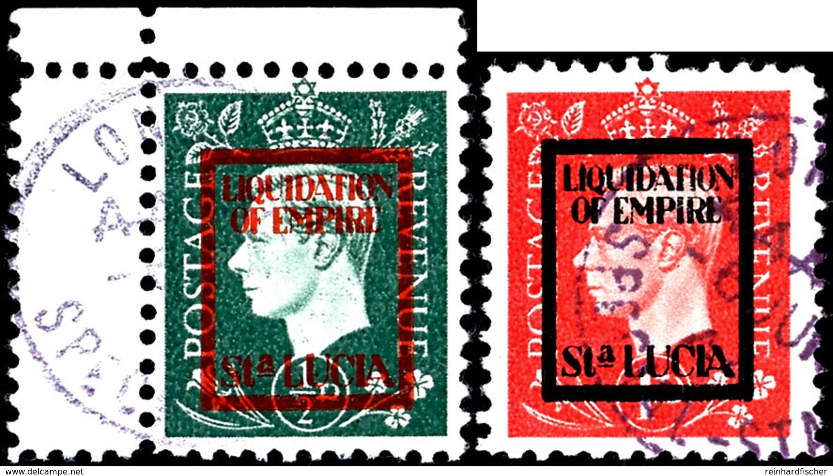 ½ Und 1 P. Liquidation Of Empire Sta Lucia, ½ P Mit Zwischensteg, Gestempelt, Mi. 280,-, Katalog: 9/10 IV B O - Sonstige & Ohne Zuordnung