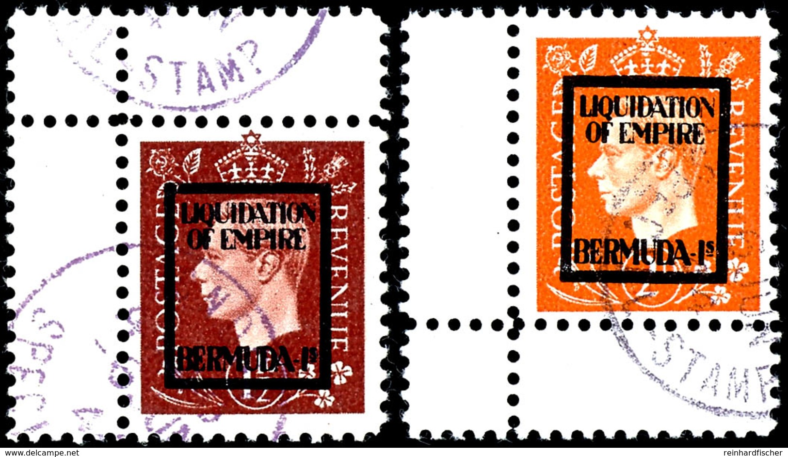 1½ Und, 2  P. Liquidation Of Empire Bermuda Mit Zwischensteg, Gestempelt., Mi. 280,-, Katalog: 11/12 IV G O - Sonstige & Ohne Zuordnung