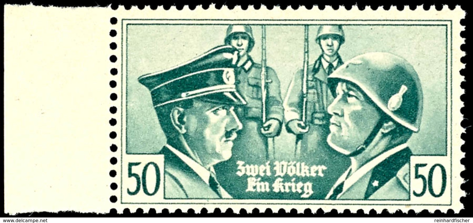 50 C. Hitler/Mussolini "Zwei Völker Ein Krieg", Tadellos Postfrisch, Sehr Seltene Marke Und Erst Seit Der 46. Auflage De - Sonstige & Ohne Zuordnung