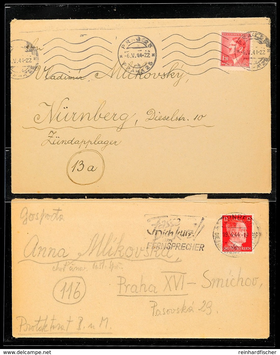 1944, Brief Von Und An Einen Böhmische Zwangsarbeiter Im Zündapplager In Nürnberg, Beide Briefe Mit Vollem Inhalt  BF - Sonstige & Ohne Zuordnung