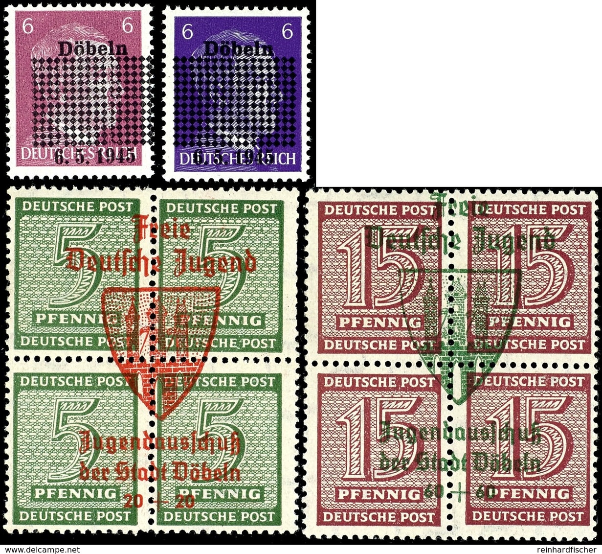 6 Pf. A. Hitler In Beiden Farben Und Spendenblocks D. FDJ, Postfrisch, Katalog: 1,a/b,2/3 ** - Döbeln