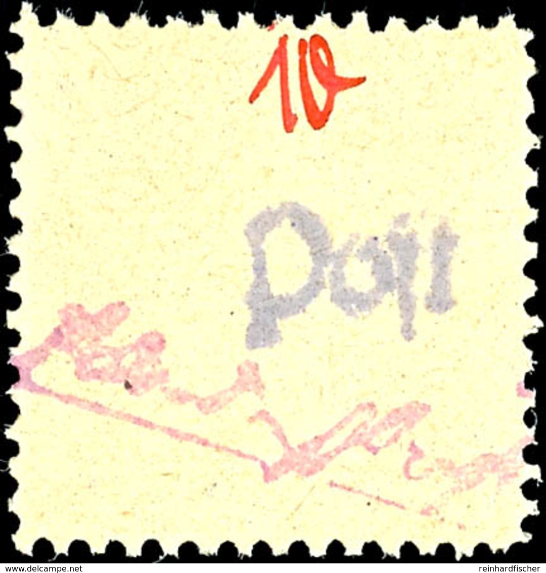 10 Pf Mit Kurzschriftstempel In Rötlichlila Statt Violett, Postfrisch, Fotokurzbefund Kunz BPP "einwandfrei", Katalog: 6 - Grossräschen