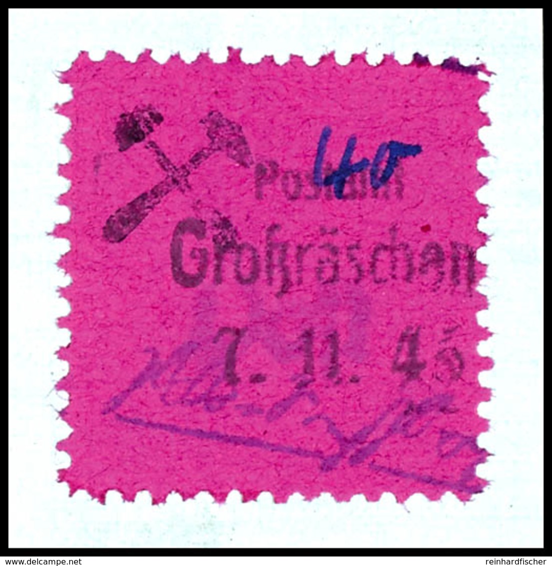 40 Pfg Freimarke Auf Karminlila Auf Briefstück, Zentrisch Gestempelt Mit Notstempel  Typ G "7.11.45", Tadellos, Fotobefu - Grossräschen