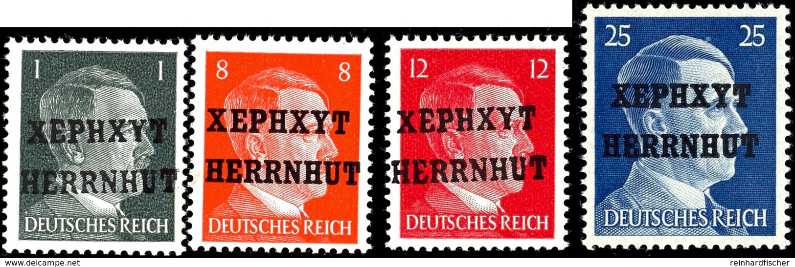 1 Pf., 8 Pf., 12 Pf. Und 25 Pf. Hitler Mit Aufdruck, Postfrisch, Bis Auf 8 Pf. Alle Sign. Richter, Katalog: 1,u.a. ** - Herrnhut