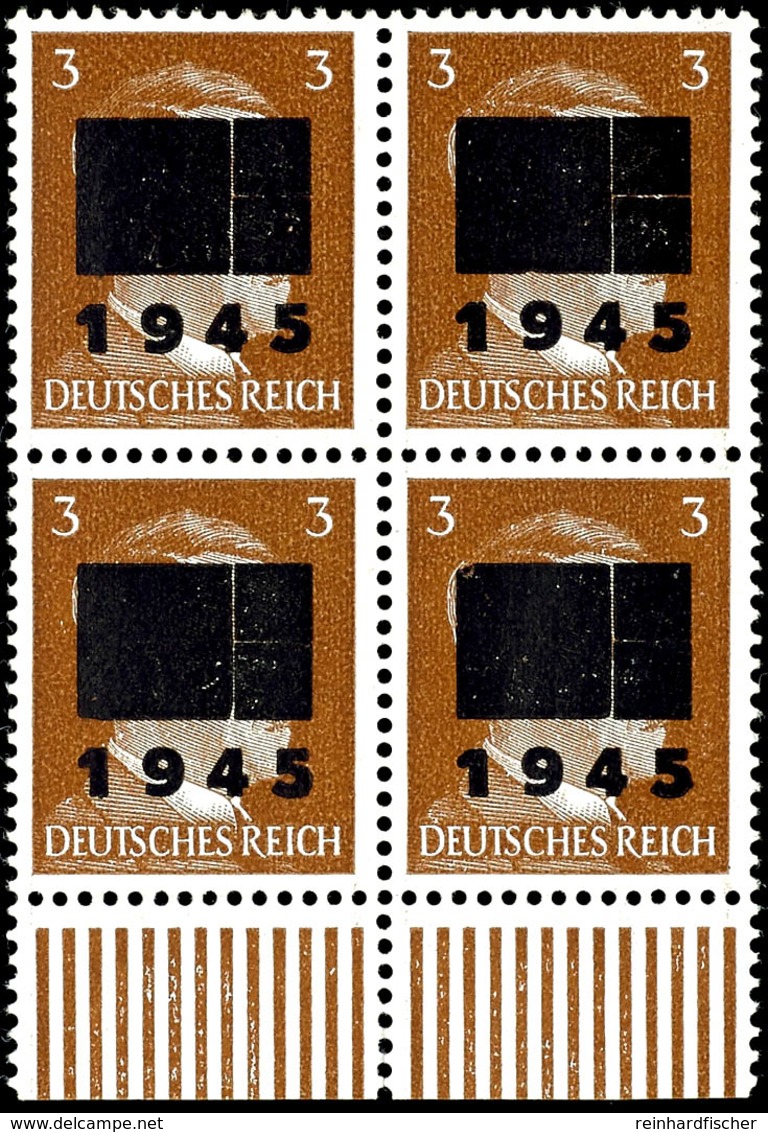 3 Pfg Hitler Mit Lokalem Aufdruck - Type IIb, Viererblock, Tadellos Postfrisch, Mi. 160.-, Katalog: 2IIb(4) ** - Sonstige & Ohne Zuordnung