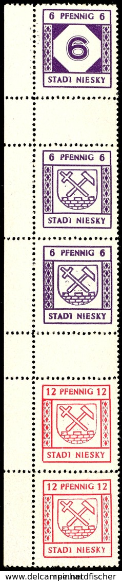 6 +Z+6 Und 6+Z+12+12 Pfg. Als Senkr. Streifen Vom Linken Bogenrand, Dazu Abgetrennte Linke Obere Bogenecke, Alle Marken  - Niesky