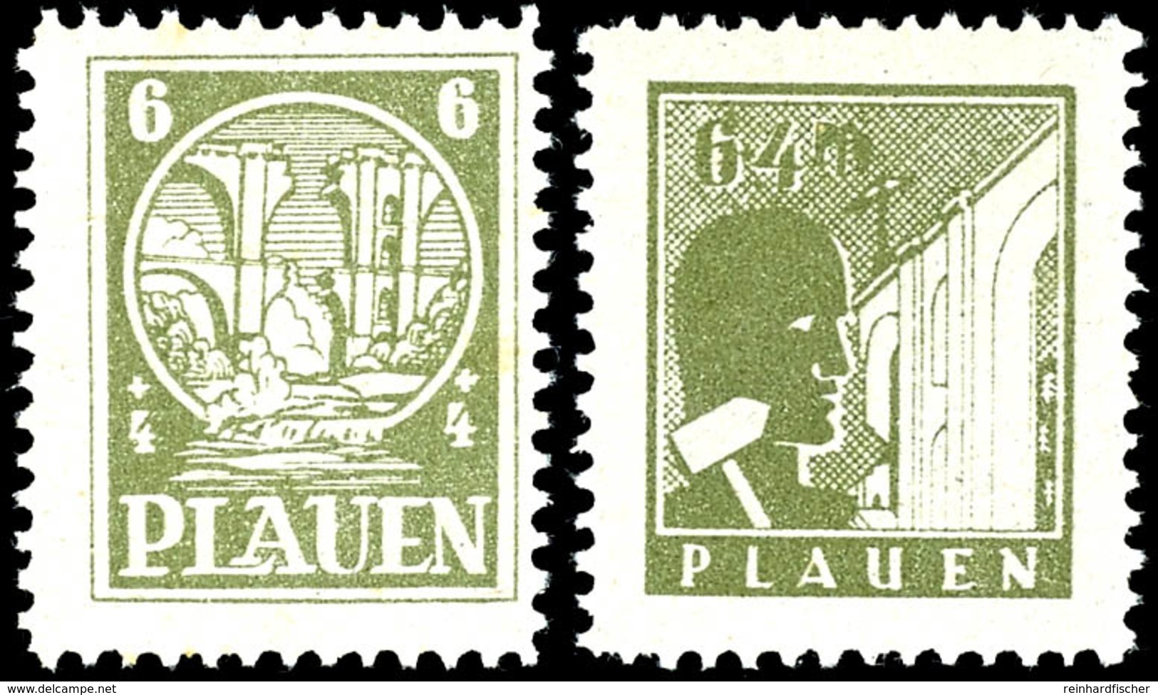 6 Pfg. Wiederaufbau,, Beide Motive, Je Dünnes Papier Mit Glattem Gummi, Postfrisch, Mi. 180,-, Katalog: 2,3 W ** - Plauen