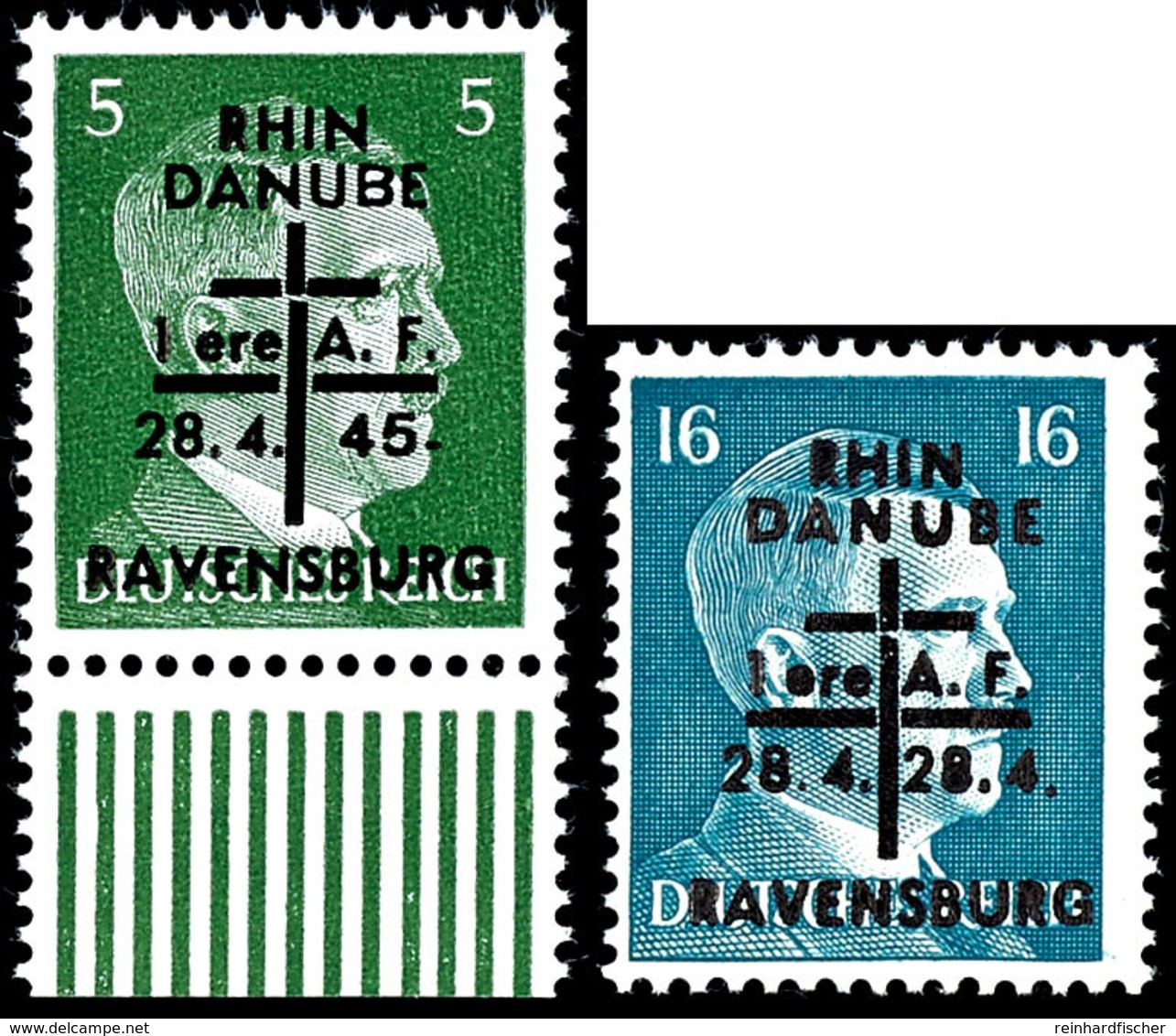 1 Bis 80 Pfg. Hitler, 3, 5 Und 6 Pfg. Je Aufdruck Type II, 16 Pfg. Setzfehler "28.4.28.4.", 18 Werte Postfrisch, Gepr. Z - Ravensburg