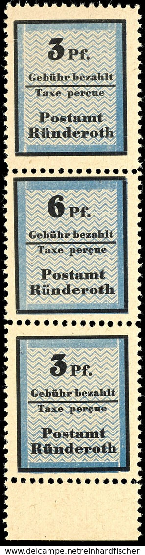 6 + 3 + 6 Pfg Schwarz/blau, Gezähnter Senkrechter Zusammendruck Mit Unterrand, Tadellos Postfrisch, Unsigniert, äußerst  - Sonstige & Ohne Zuordnung