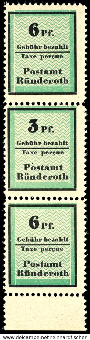 6 + 3 + 6 Pfg Schwarz/grün, Gezähnter Senkrechter Zusammendruck Mit Unterrand, Tadellos Postfrisch, Unsigniert, äußerst  - Sonstige & Ohne Zuordnung