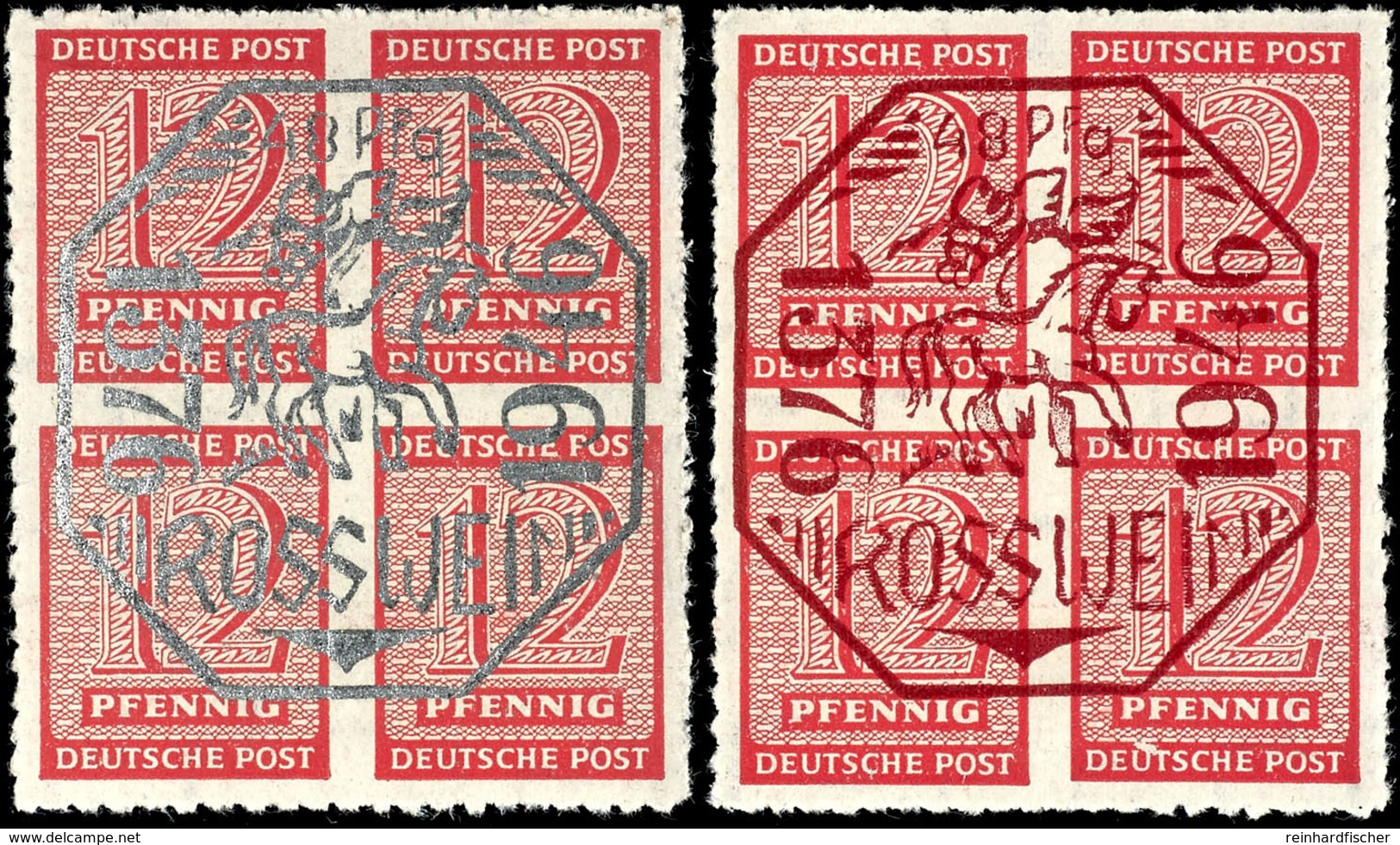 4 X 12 Pfg., Aufdruck Silber Und Braunrot, Je Postfrisch, Mi. 120,-, Katalog: 1/2 ** - Sonstige & Ohne Zuordnung