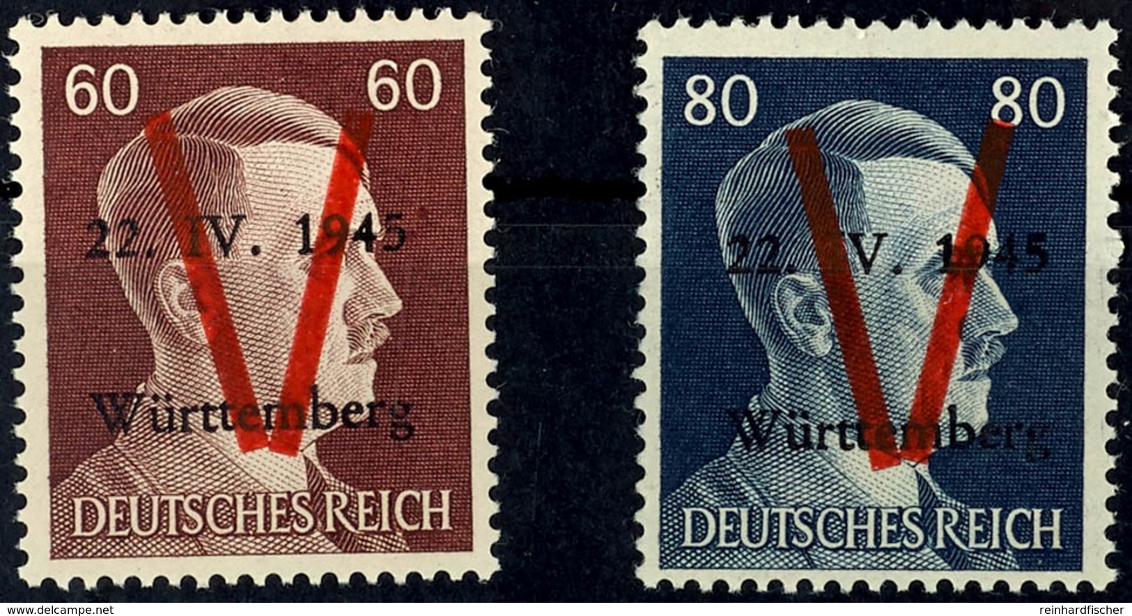 60 Pfg Und 80 Pfg Hitler Mit Lokalem Aufdruck, Postfrisch, Signiert, Mi. 200.-, Katalog: AXII/BXII ** - Sonstige & Ohne Zuordnung