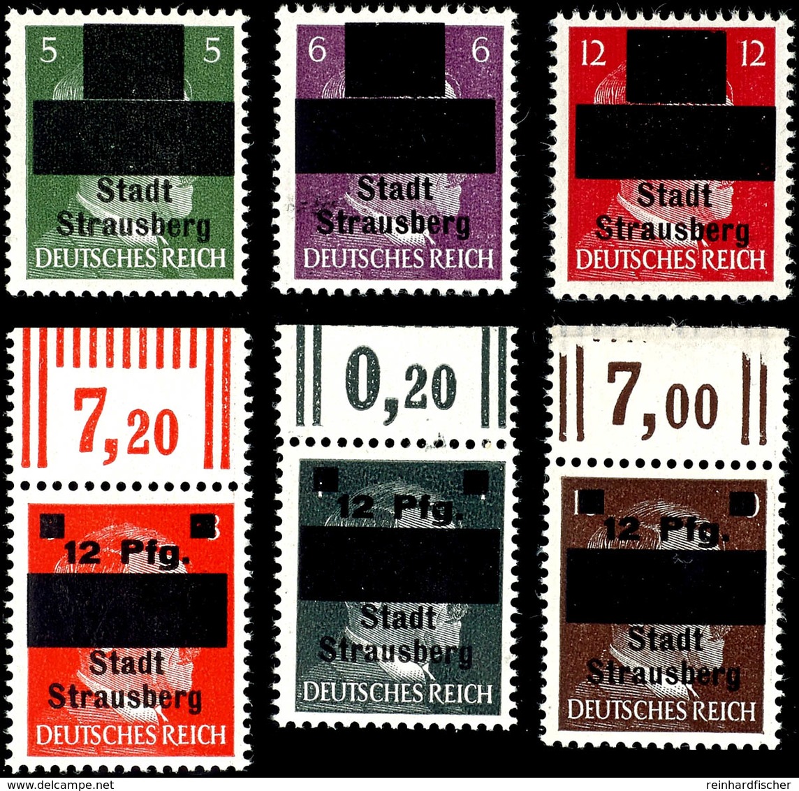 5 Bis 12 Pfg. Hitler, 6 Werte Kpl. Postfrisch, Gepr. Zierer BPP, Mi. 200,-, Katalog: 1/6 ** - Sonstige & Ohne Zuordnung