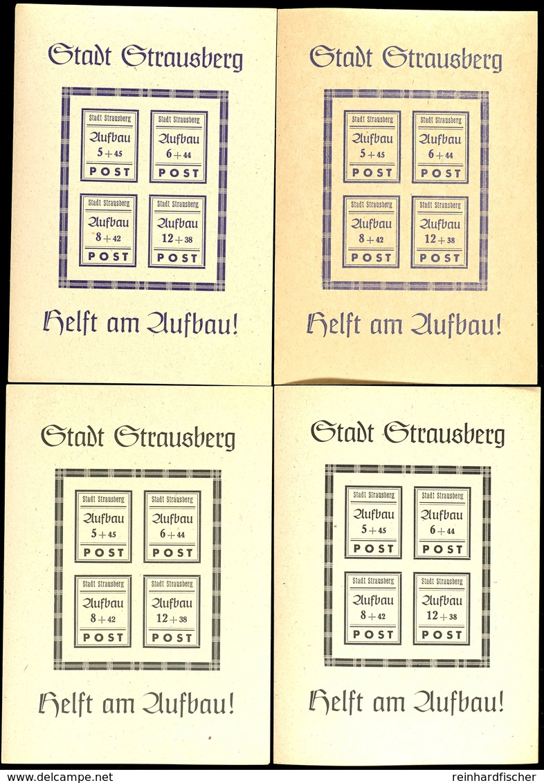 Wiederaufbau-Block Dunkelblauviolett Und Schwarz, Je Type I Und II, Postfrisch, Mi. 225,-, Katalog: Bl. 1/2 I/II ** - Sonstige & Ohne Zuordnung