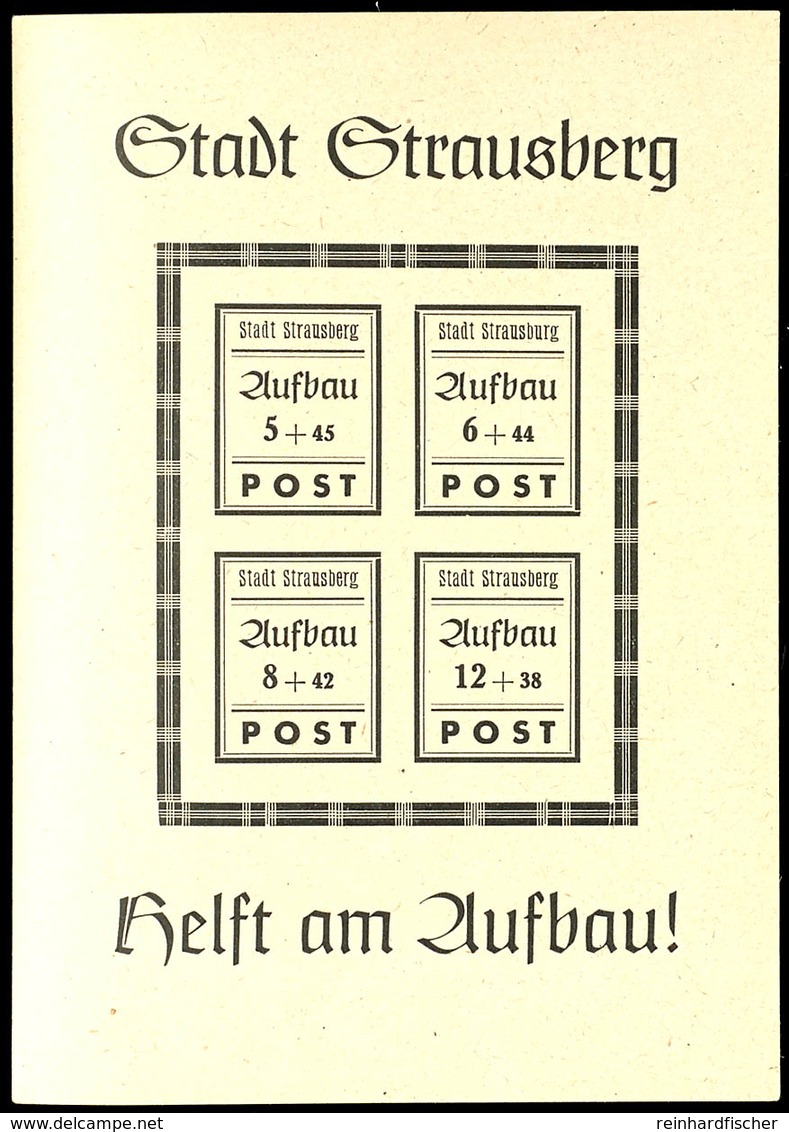 Blockausgabe Wiederaufbau Mit Plattenfehler I " 'Strausburg' Statt 'Strausberg' ", Postfrisch Und Gestempelt (außerhalb  - Sonstige & Ohne Zuordnung