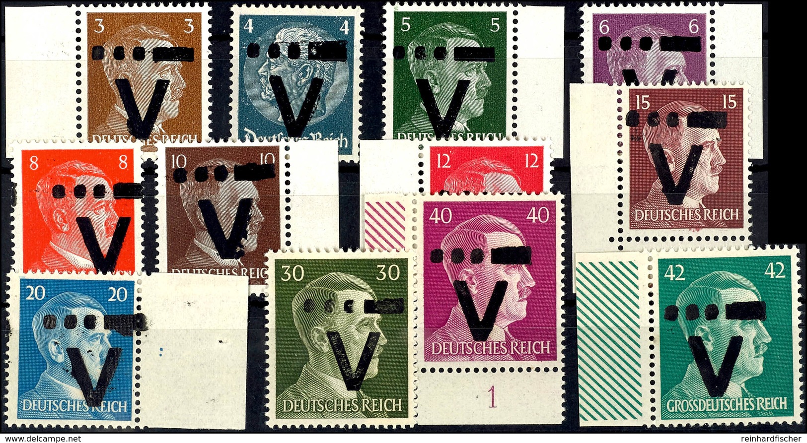 3 Bis 42 Pfg. Hitler, 12 Werte (ohne 24, 25 Und 60 Pfg.), Gepr. Zierer BPP, Postfrisch, Mi. 160,-, Katalog: Ex I/XIV ** - Westerstede