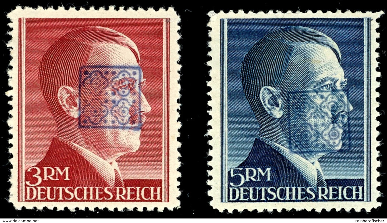 3 RM - 5 RM A. Hitler Mit Aufdruck, A-Zähnung, Postfrisch, Sign. Richter, Katalog: II/IIIA ** - Wurzen